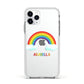 Personalised Rainbow Name Apple iPhone 11 Pro in Silver with White Impact Case
