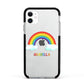 Personalised Rainbow Name Apple iPhone 11 in White with Black Impact Case