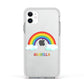 Personalised Rainbow Name Apple iPhone 11 in White with White Impact Case