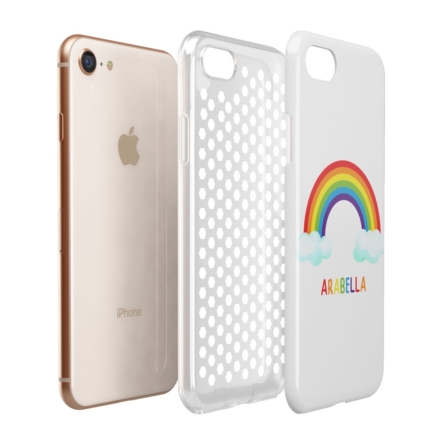 Personalised Rainbow Name Apple iPhone 7 8 3D Tough Case Expanded View