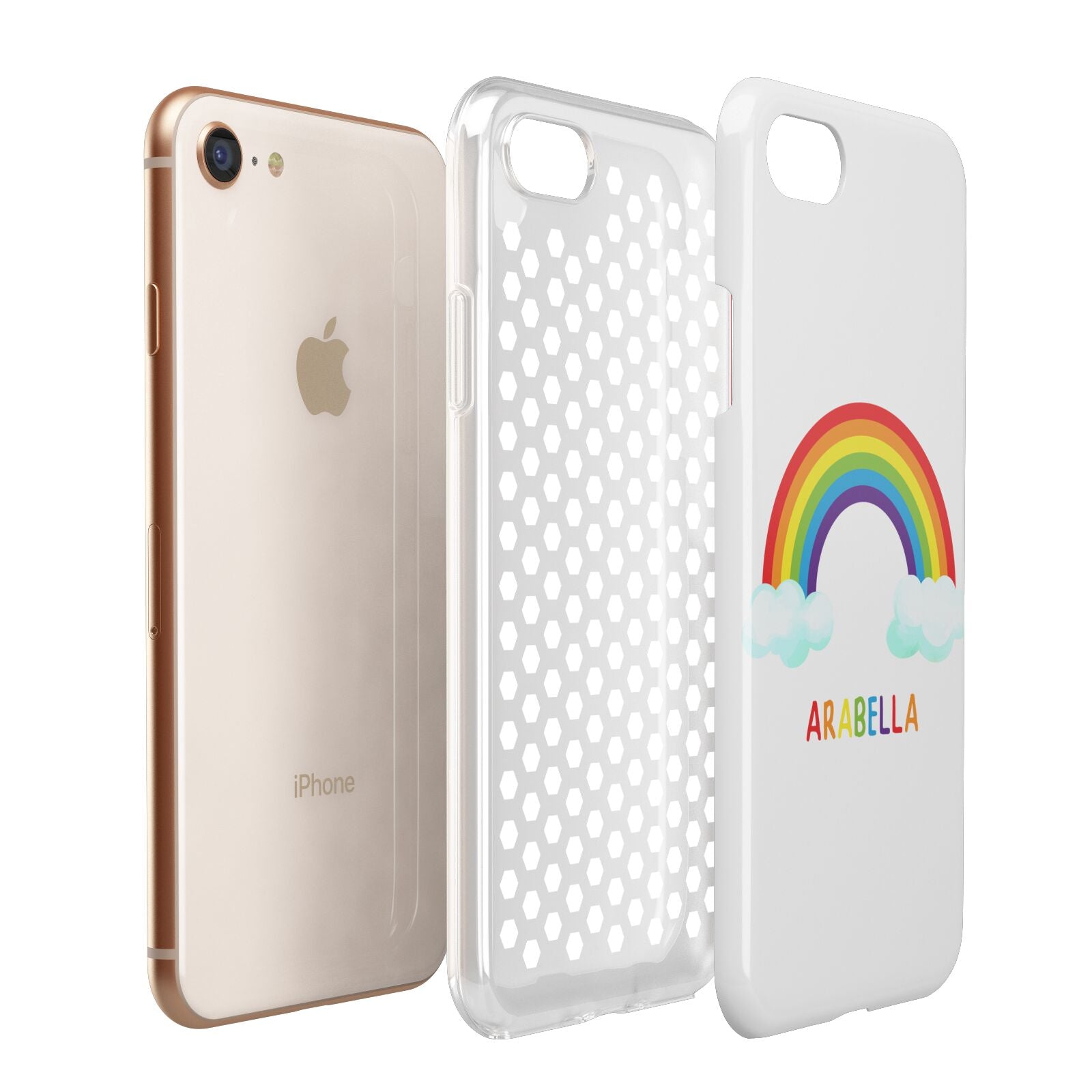 Personalised Rainbow Name Apple iPhone 7 8 3D Tough Case Expanded View