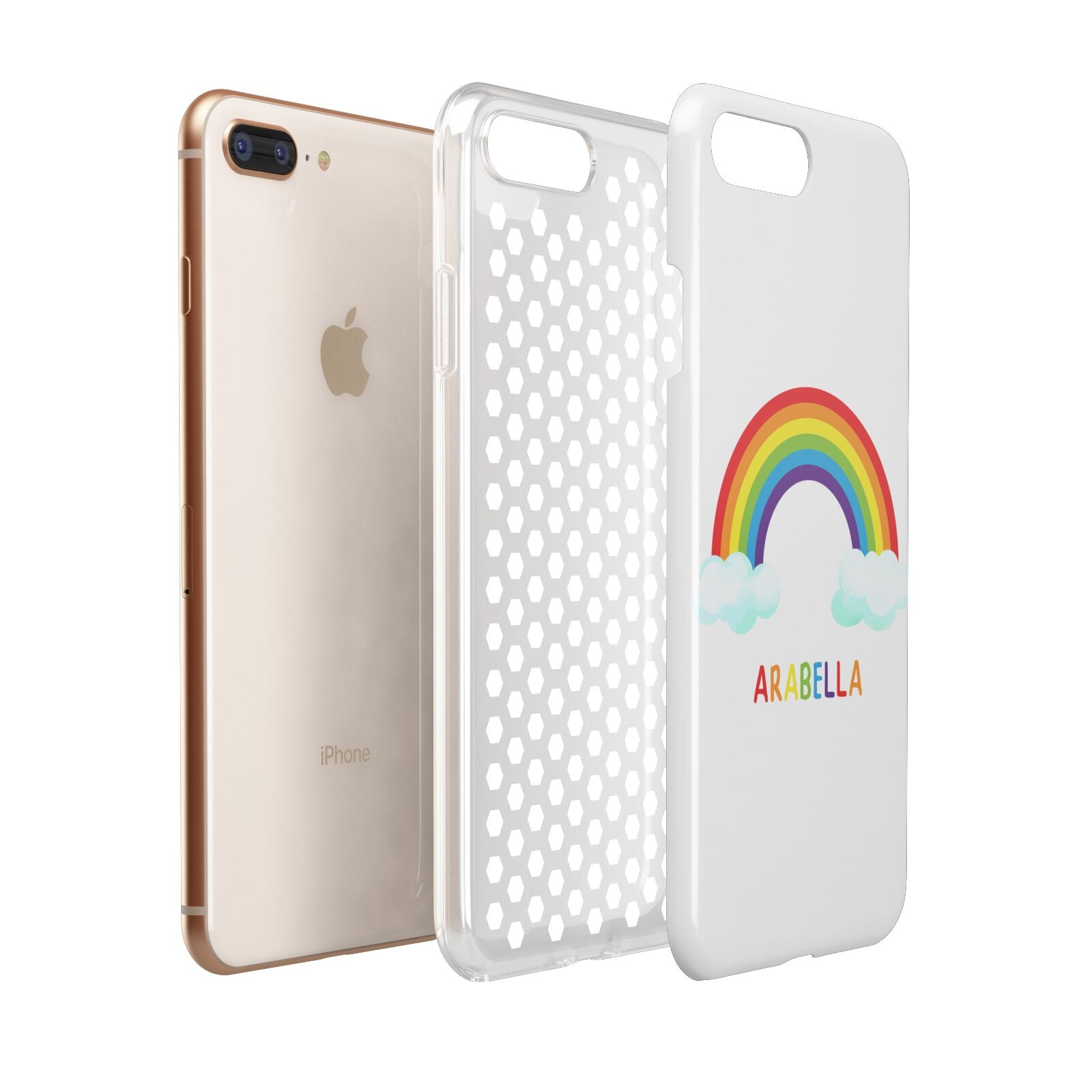 Personalised Rainbow Name Apple iPhone 7 8 Plus 3D Tough Case Expanded View