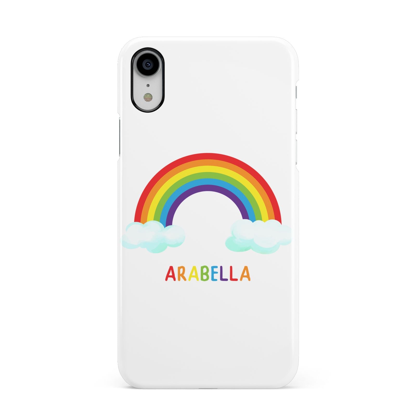 Personalised Rainbow Name Apple iPhone XR White 3D Snap Case