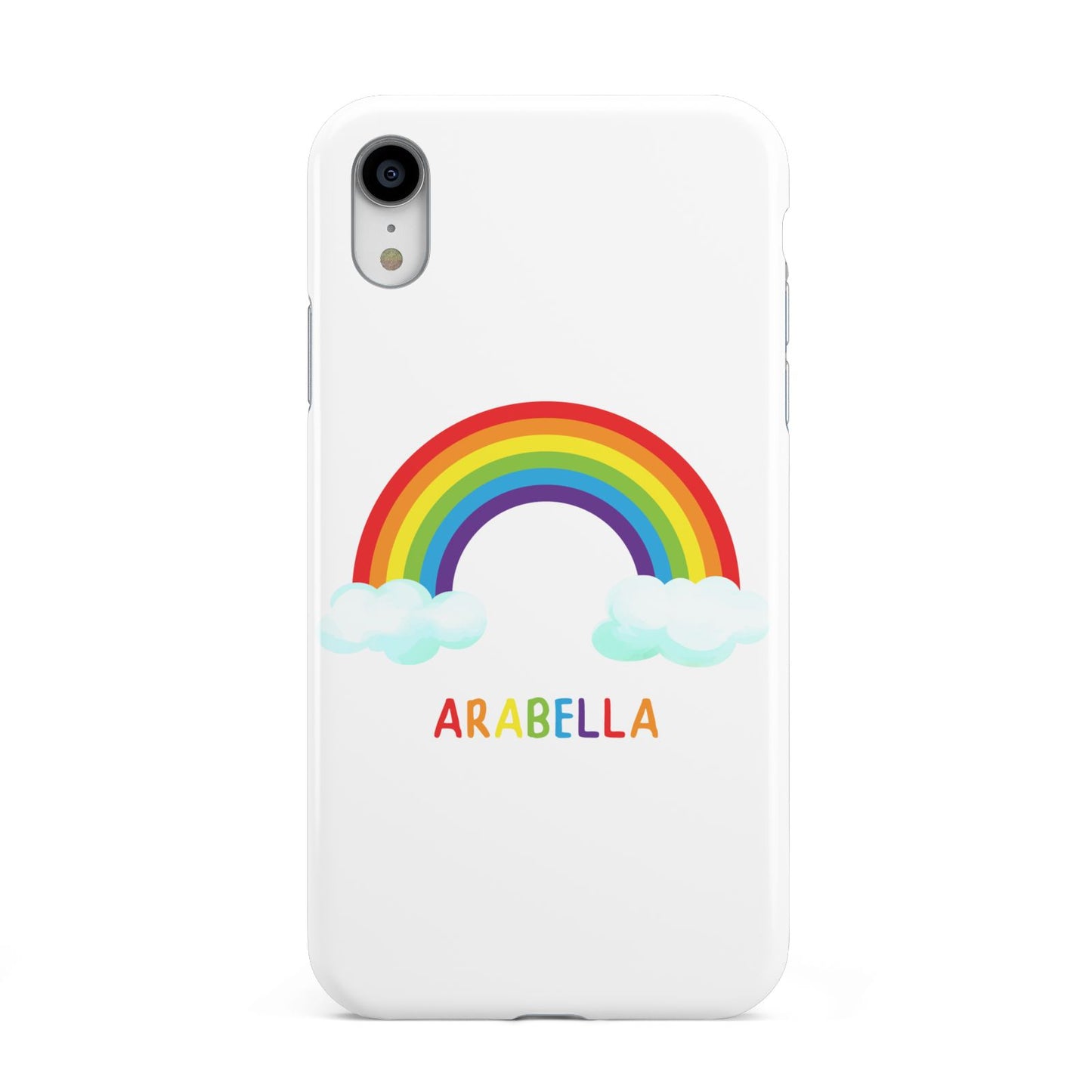 Personalised Rainbow Name Apple iPhone XR White 3D Tough Case