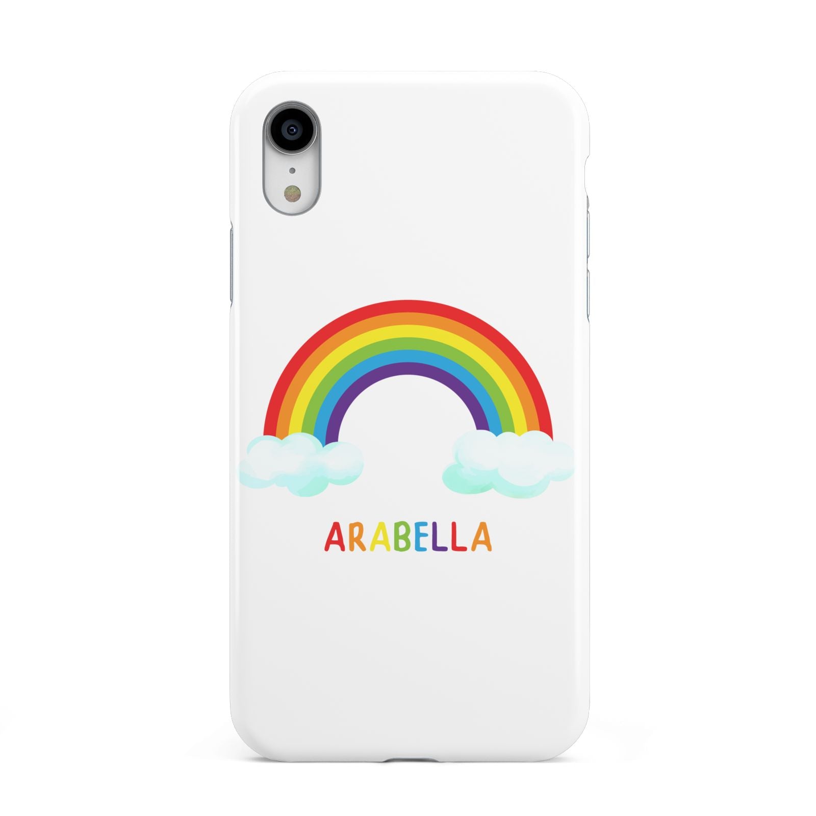 Personalised Rainbow Name Apple iPhone XR White 3D Tough Case
