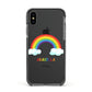 Personalised Rainbow Name Apple iPhone Xs Impact Case Black Edge on Black Phone