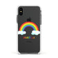 Personalised Rainbow Name Apple iPhone Xs Impact Case White Edge on Black Phone