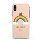 Personalised Rainbow Name Apple iPhone Xs Impact Case White Edge on Gold Phone
