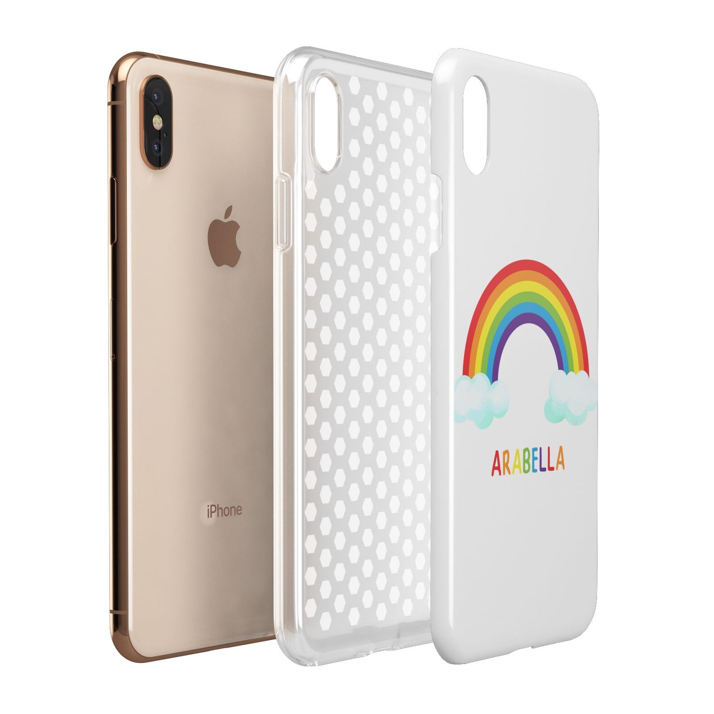 Personalised Rainbow Name Apple iPhone Xs Max 3D Tough Case Expanded View