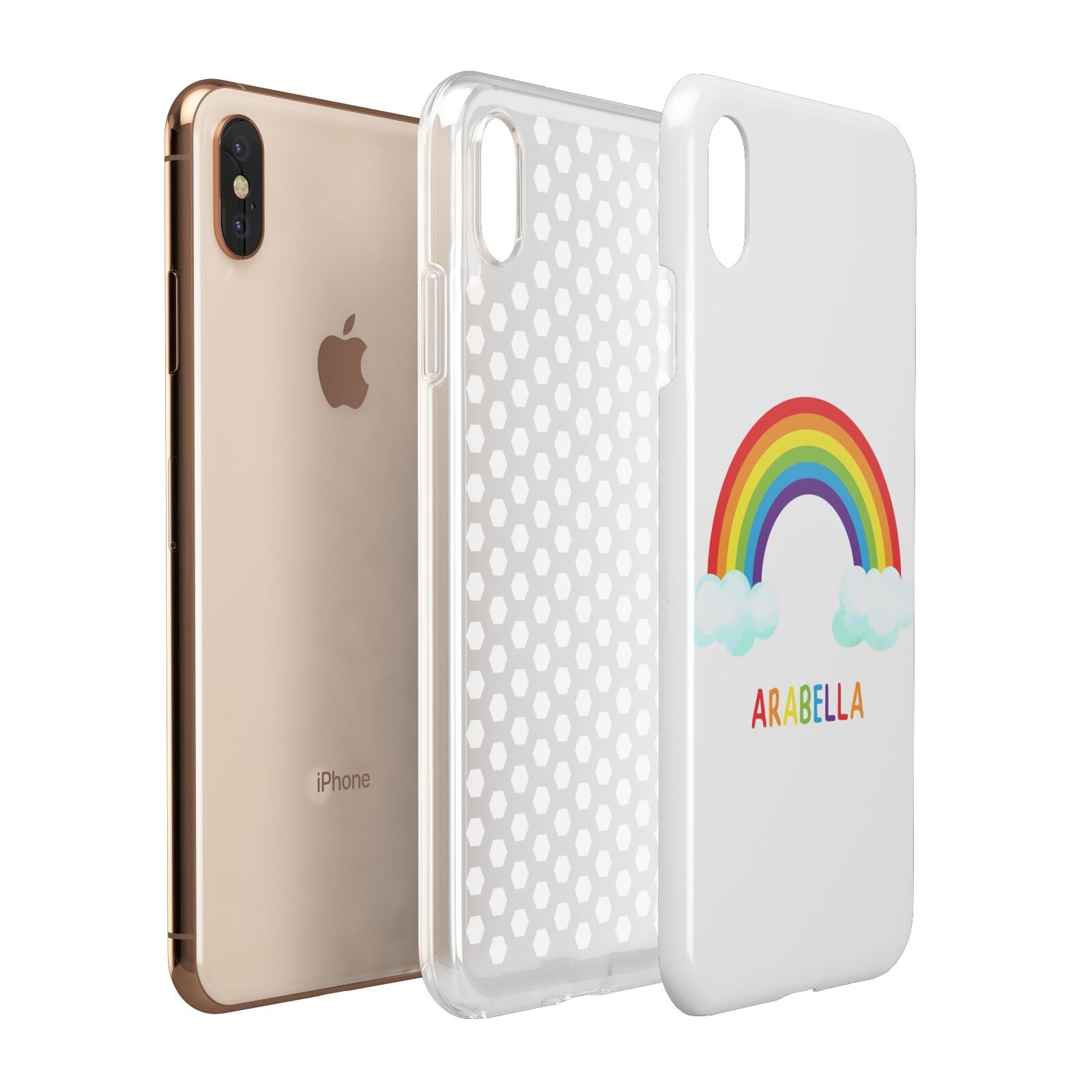 Personalised Rainbow Name Apple iPhone Xs Max 3D Tough Case Expanded View