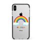 Personalised Rainbow Name Apple iPhone Xs Max Impact Case Black Edge on Silver Phone
