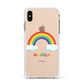 Personalised Rainbow Name Apple iPhone Xs Max Impact Case White Edge on Gold Phone