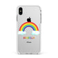 Personalised Rainbow Name Apple iPhone Xs Max Impact Case White Edge on Silver Phone