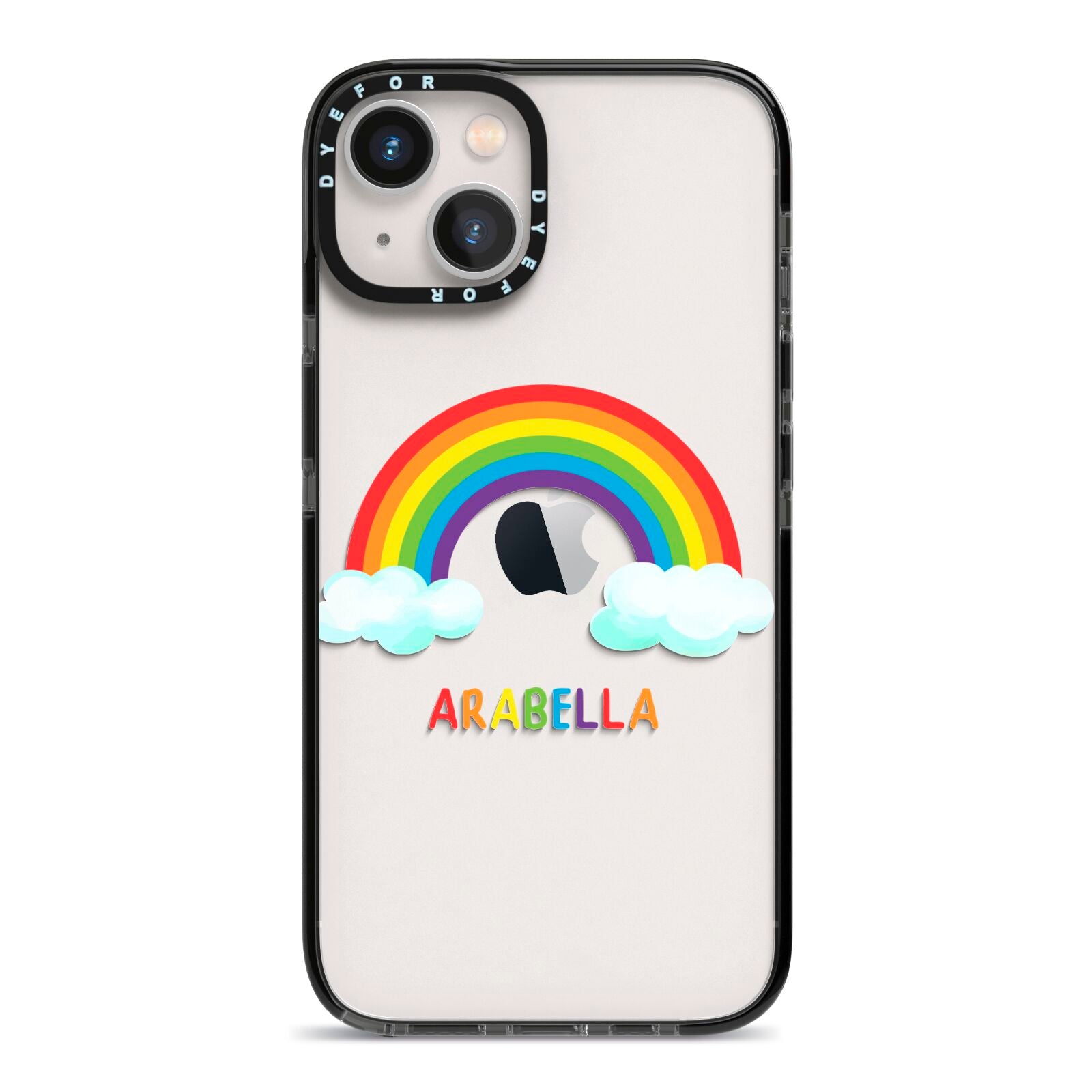 Personalised Rainbow Name iPhone 13 Black Impact Case on Silver phone