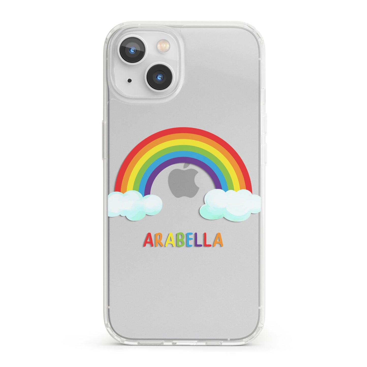 Personalised Rainbow Name iPhone 13 Clear Bumper Case