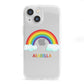 Personalised Rainbow Name iPhone 13 Mini Clear Bumper Case