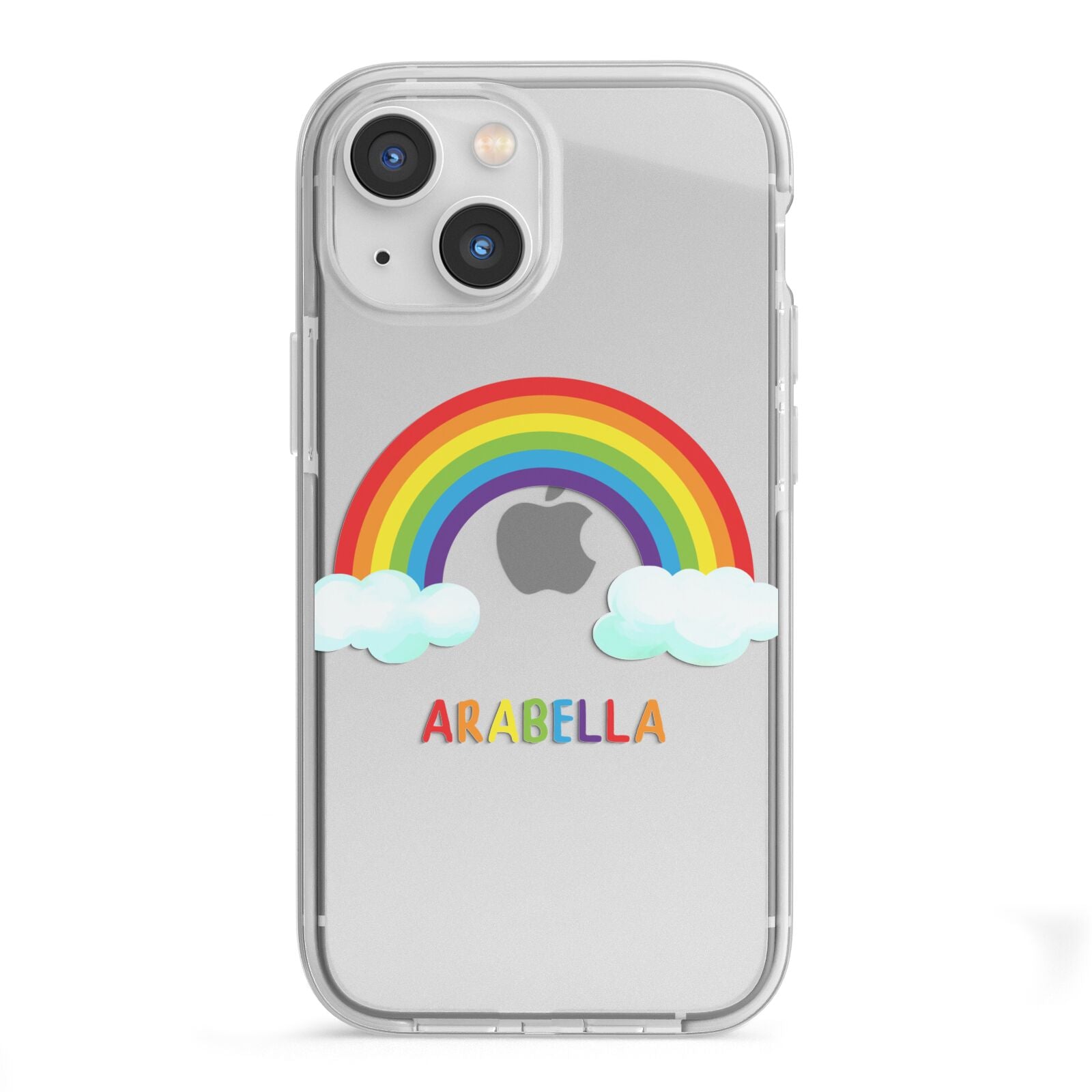 Personalised Rainbow Name iPhone 13 Mini TPU Impact Case with White Edges