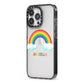 Personalised Rainbow Name iPhone 13 Pro Black Impact Case Side Angle on Silver phone