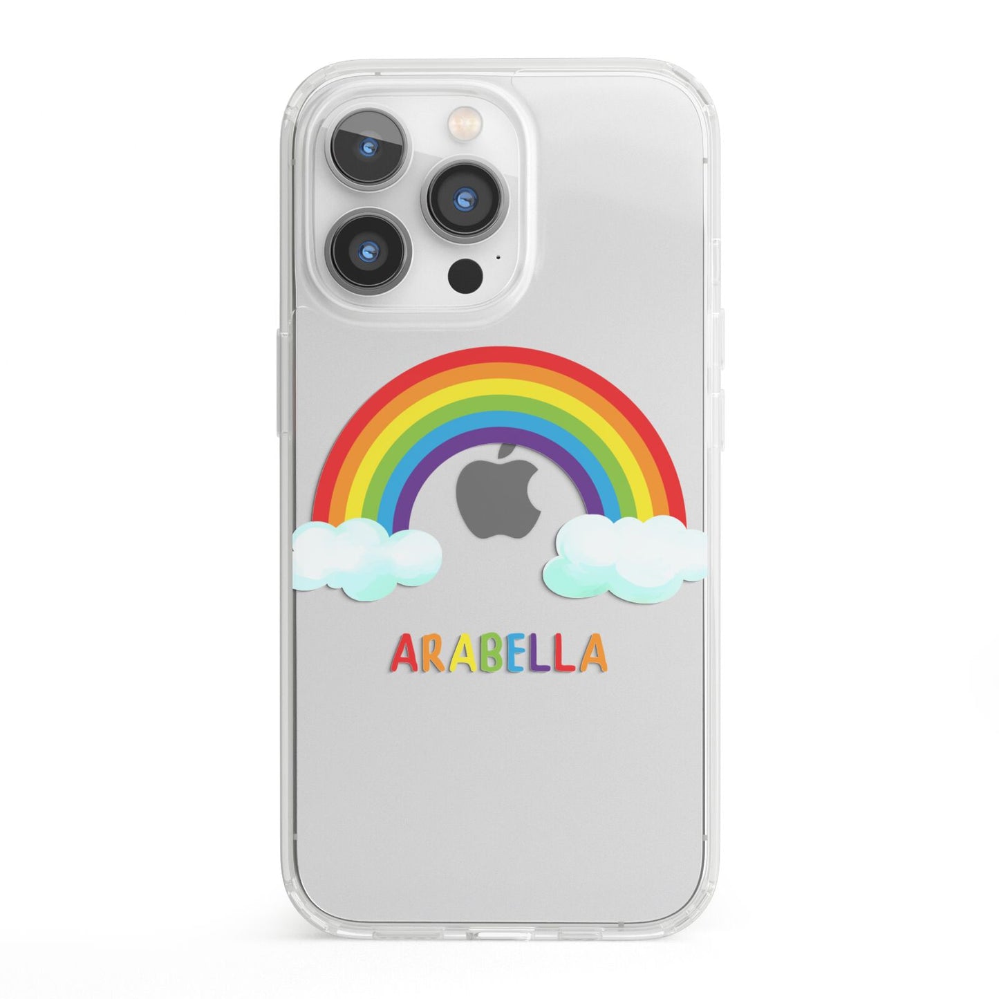 Personalised Rainbow Name iPhone 13 Pro Clear Bumper Case