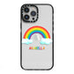 Personalised Rainbow Name iPhone 13 Pro Max Black Impact Case on Silver phone