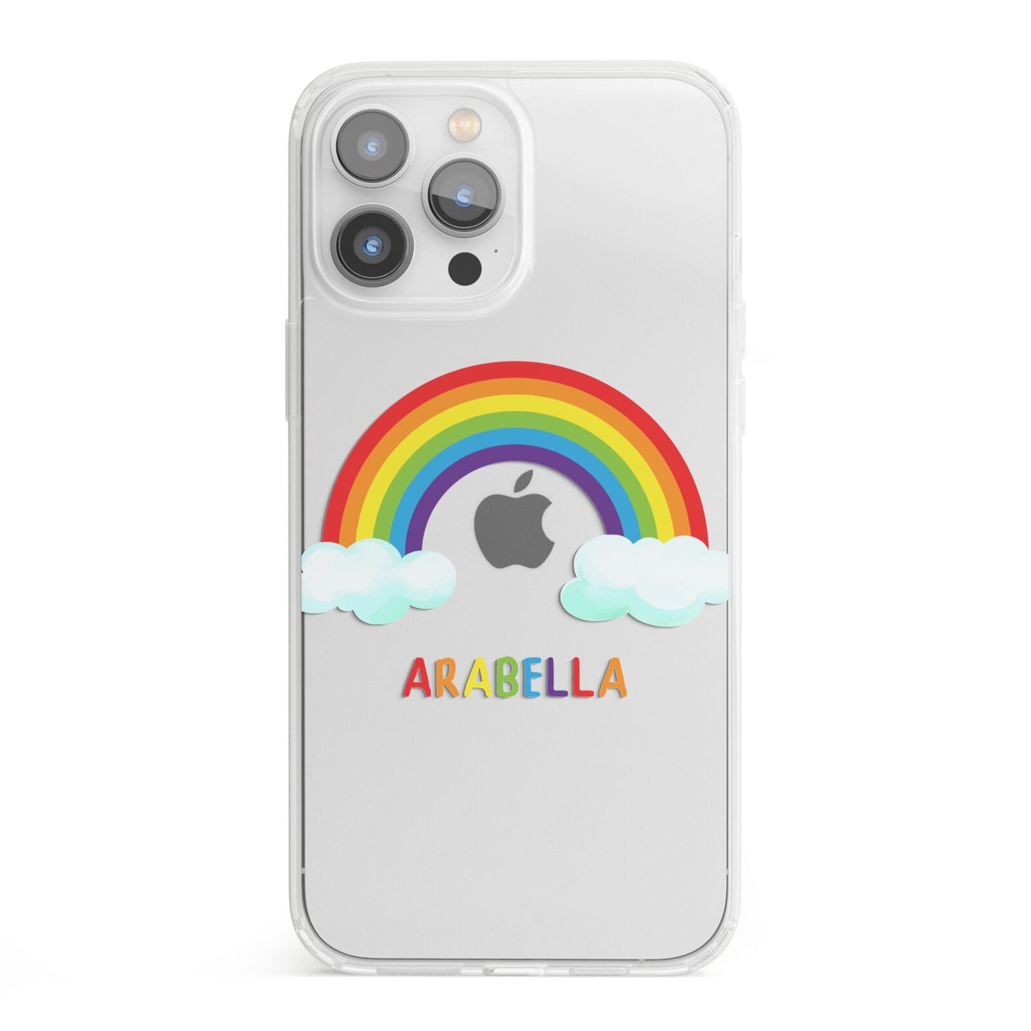 Personalised Rainbow Name iPhone 13 Pro Max Clear Bumper Case