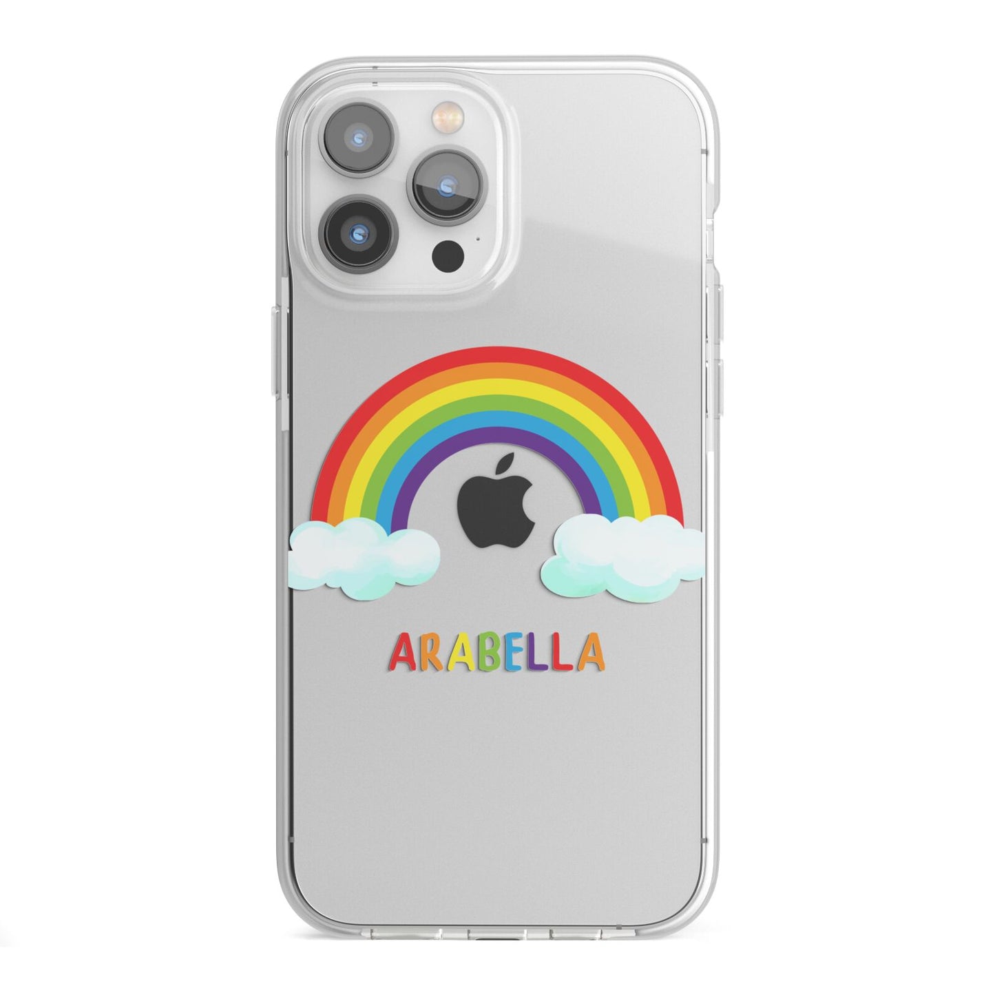 Personalised Rainbow Name iPhone 13 Pro Max TPU Impact Case with White Edges
