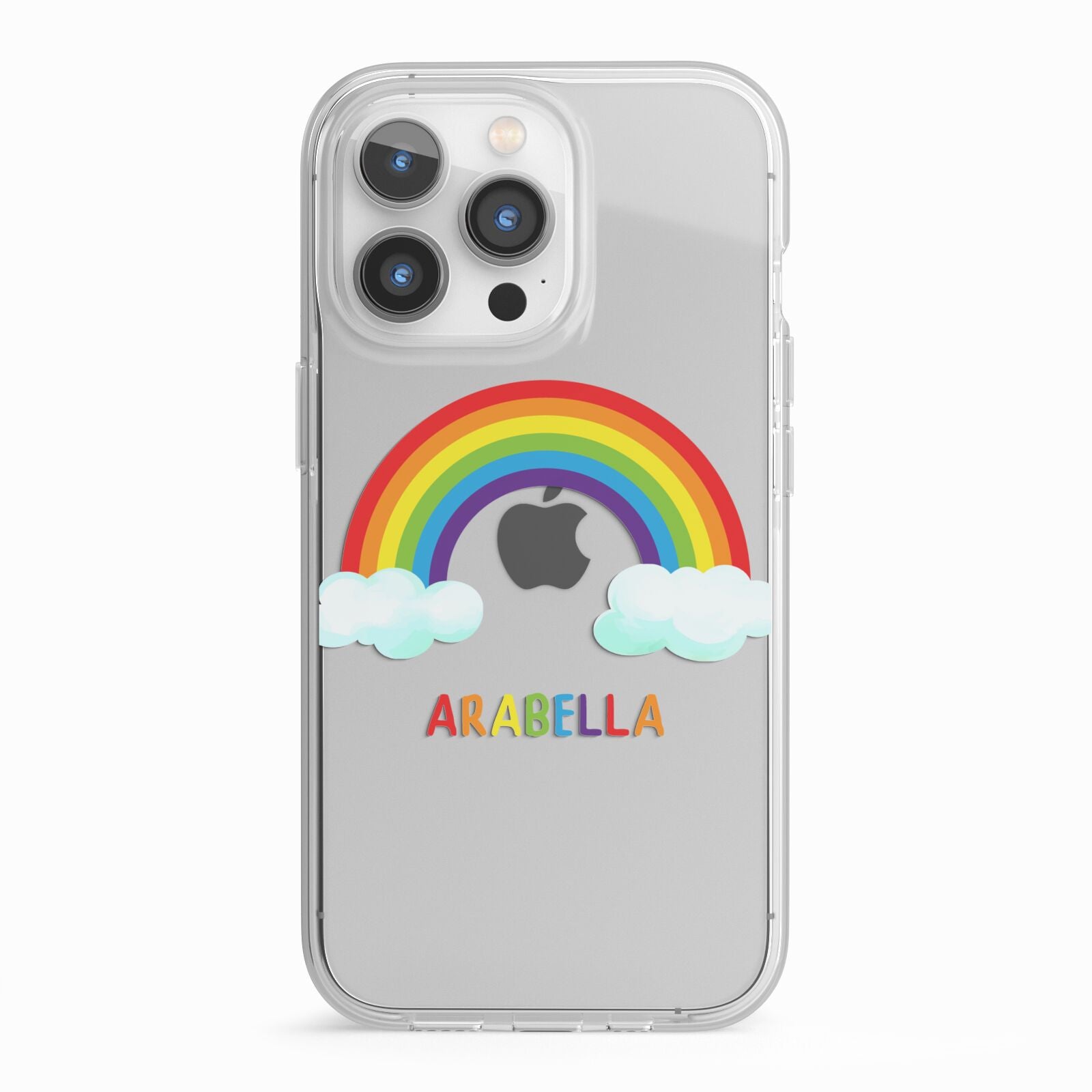 Personalised Rainbow Name iPhone 13 Pro TPU Impact Case with White Edges