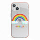 Personalised Rainbow Name iPhone 13 TPU Impact Case with Pink Edges