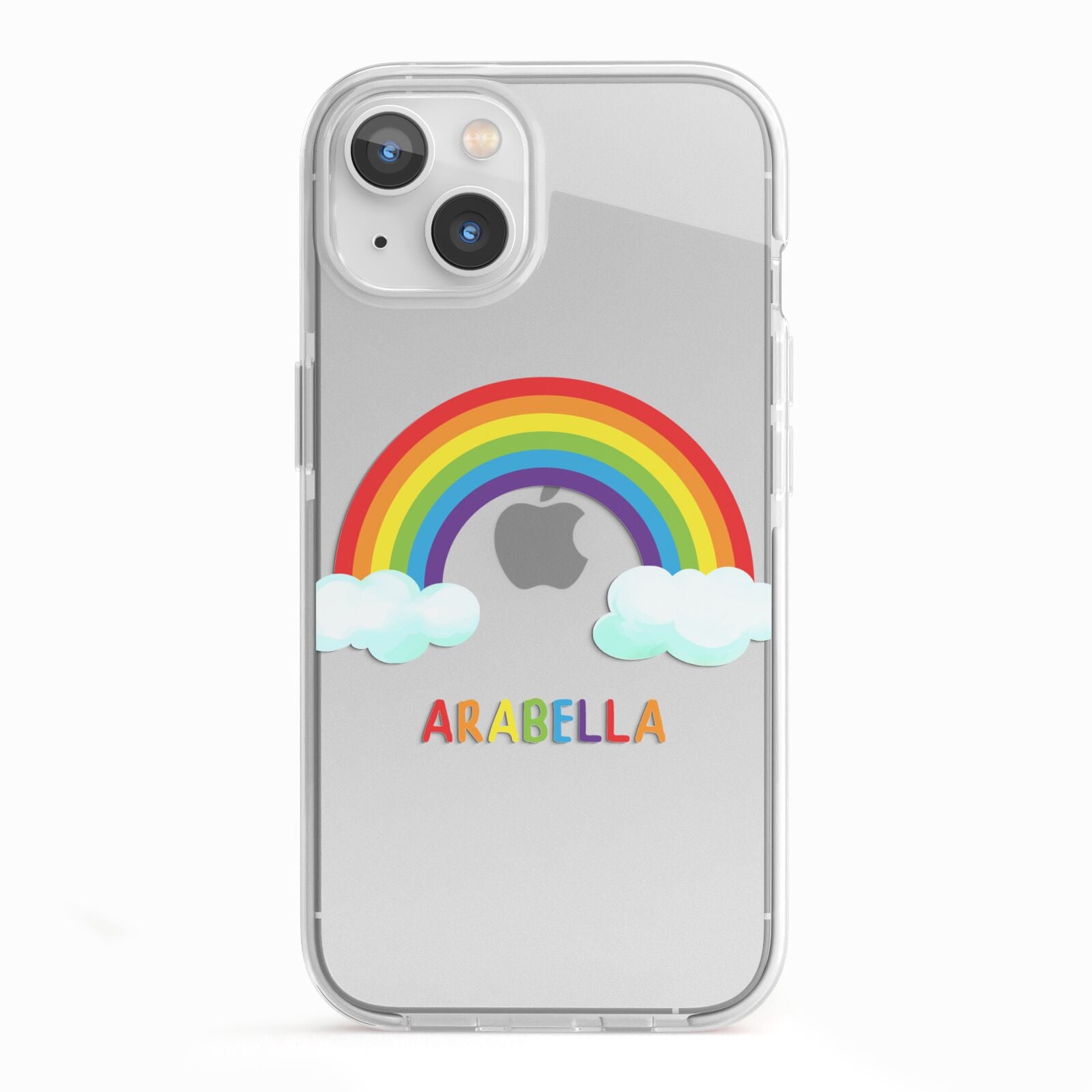 Personalised Rainbow Name iPhone 13 TPU Impact Case with White Edges