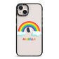 Personalised Rainbow Name iPhone 14 Plus Black Impact Case on Silver phone