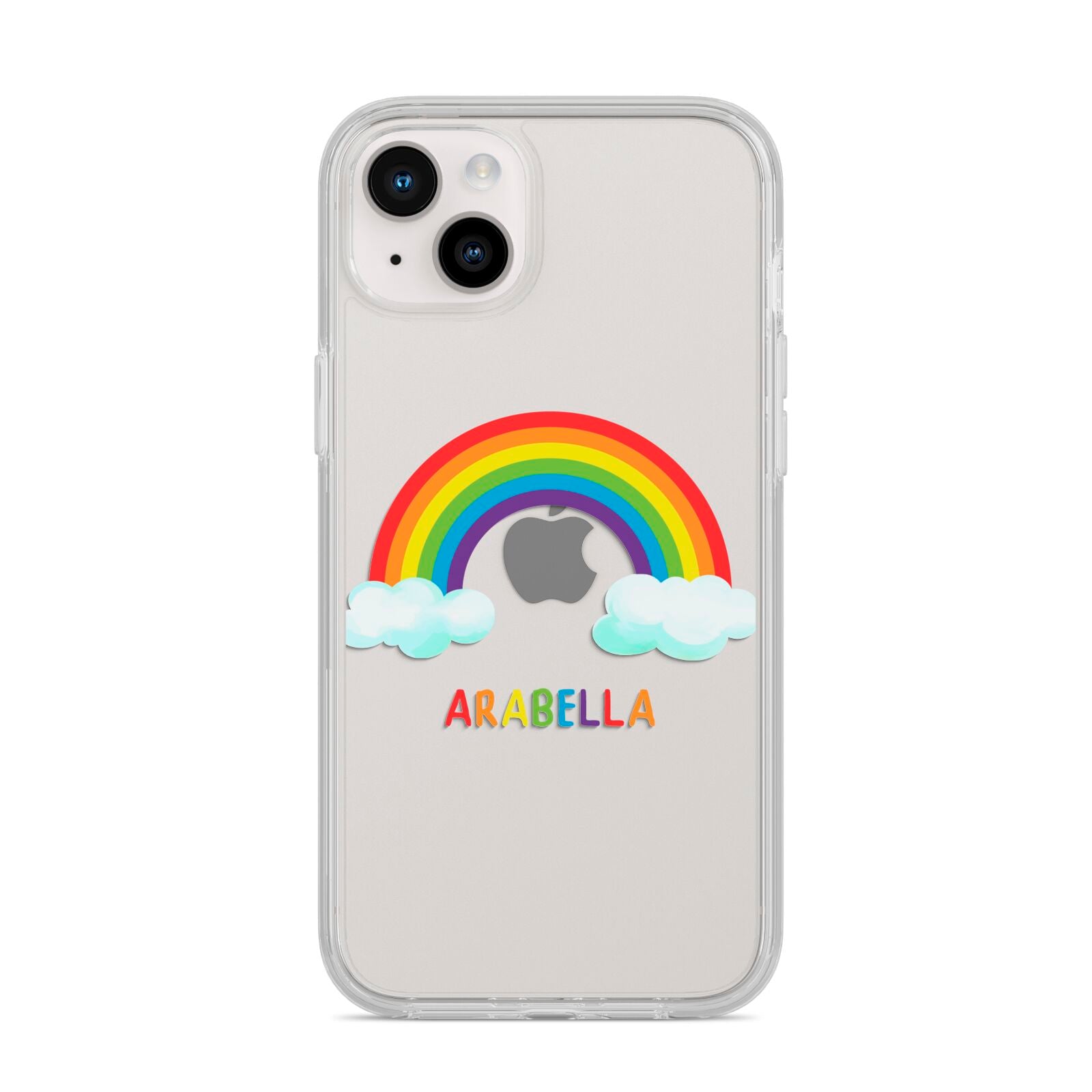 Personalised Rainbow Name iPhone 14 Plus Clear Tough Case Starlight