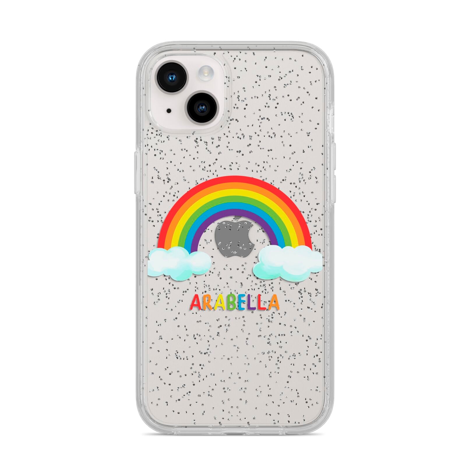 Personalised Rainbow Name iPhone 14 Plus Glitter Tough Case Starlight