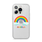 Personalised Rainbow Name iPhone 14 Pro Clear Tough Case Silver