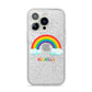 Personalised Rainbow Name iPhone 14 Pro Glitter Tough Case Silver