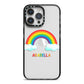 Personalised Rainbow Name iPhone 14 Pro Max Black Impact Case on Silver phone