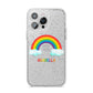 Personalised Rainbow Name iPhone 14 Pro Max Glitter Tough Case Silver