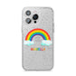 Personalised Rainbow Name iPhone 14 Pro Max Glitter Tough Case Silver