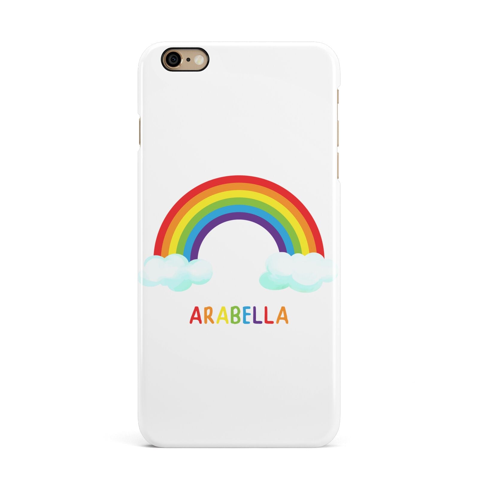Personalised Rainbow Name iPhone 6 Plus 3D Snap Case on Gold Phone