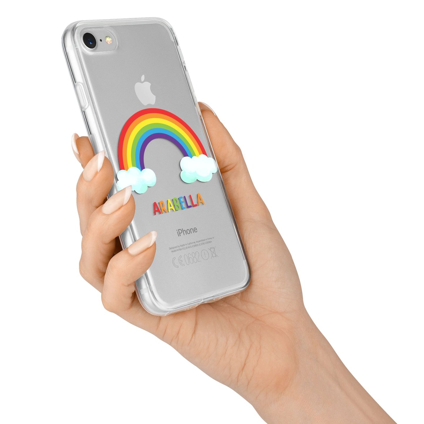 Personalised Rainbow Name iPhone 7 Bumper Case on Silver iPhone Alternative Image