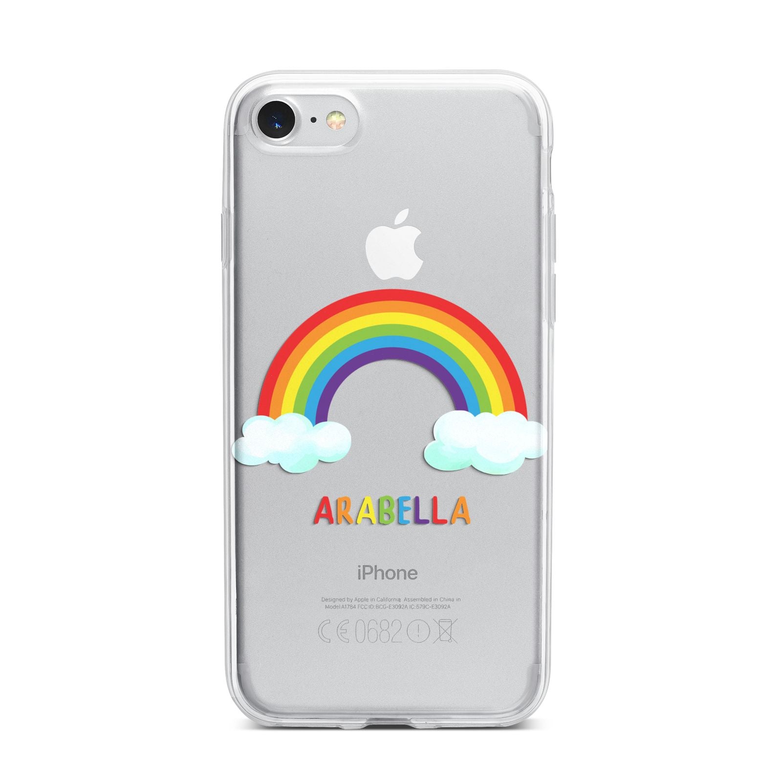 Personalised Rainbow Name iPhone 7 Bumper Case on Silver iPhone