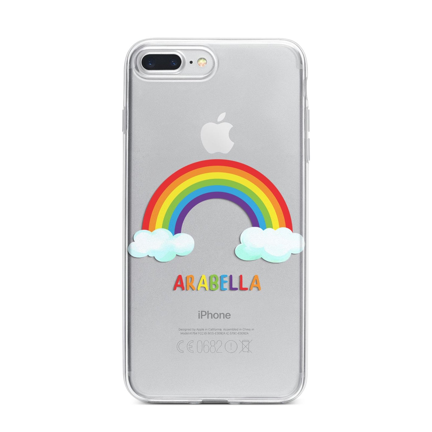Personalised Rainbow Name iPhone 7 Plus Bumper Case on Silver iPhone