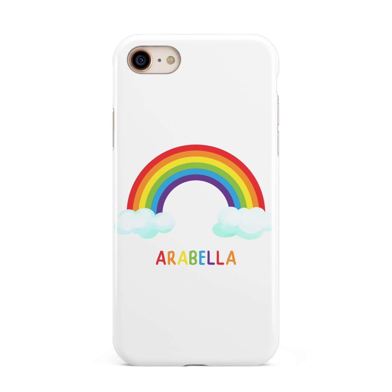 Personalised Rainbow Name iPhone 8 3D Tough Case on Gold Phone