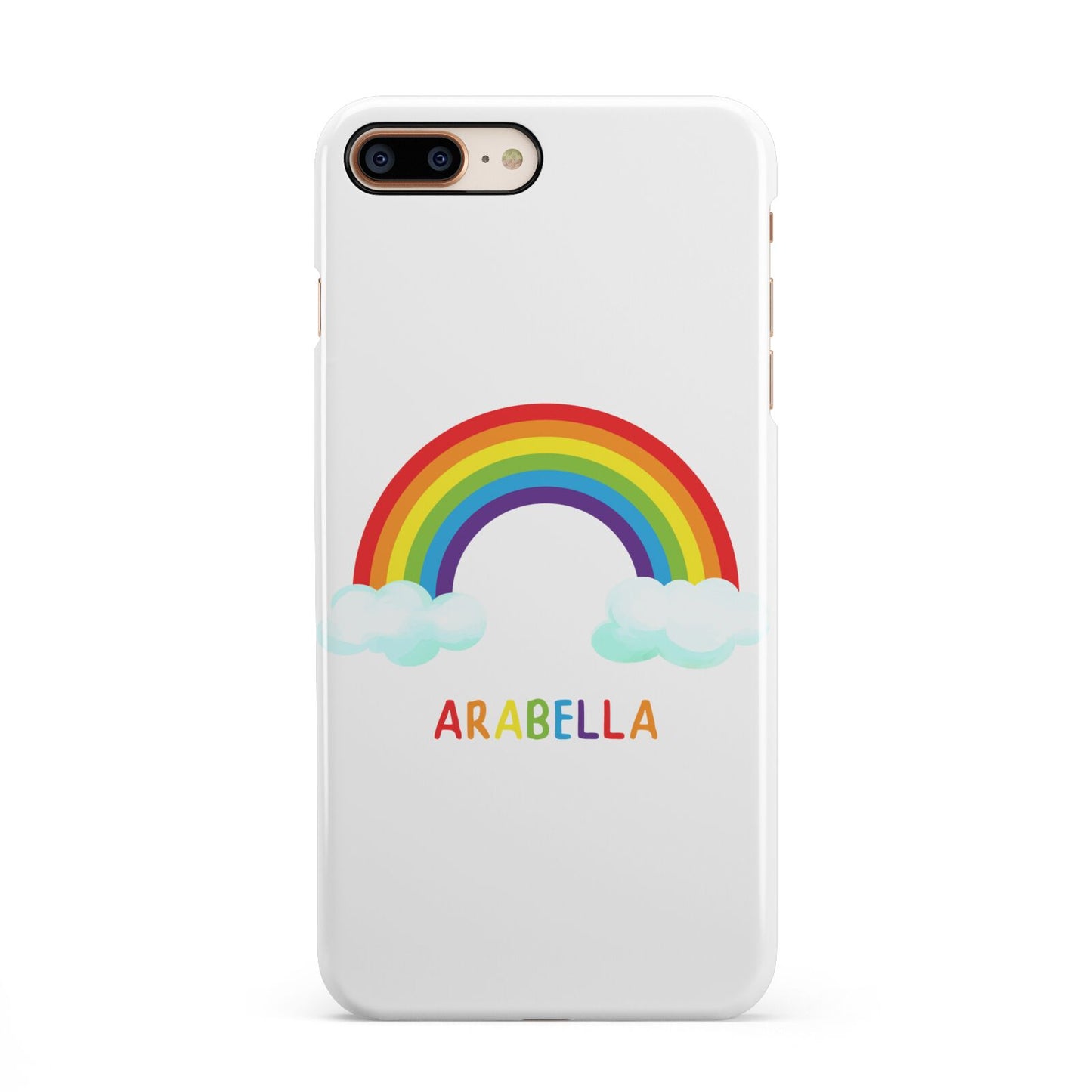 Personalised Rainbow Name iPhone 8 Plus 3D Snap Case on Gold Phone