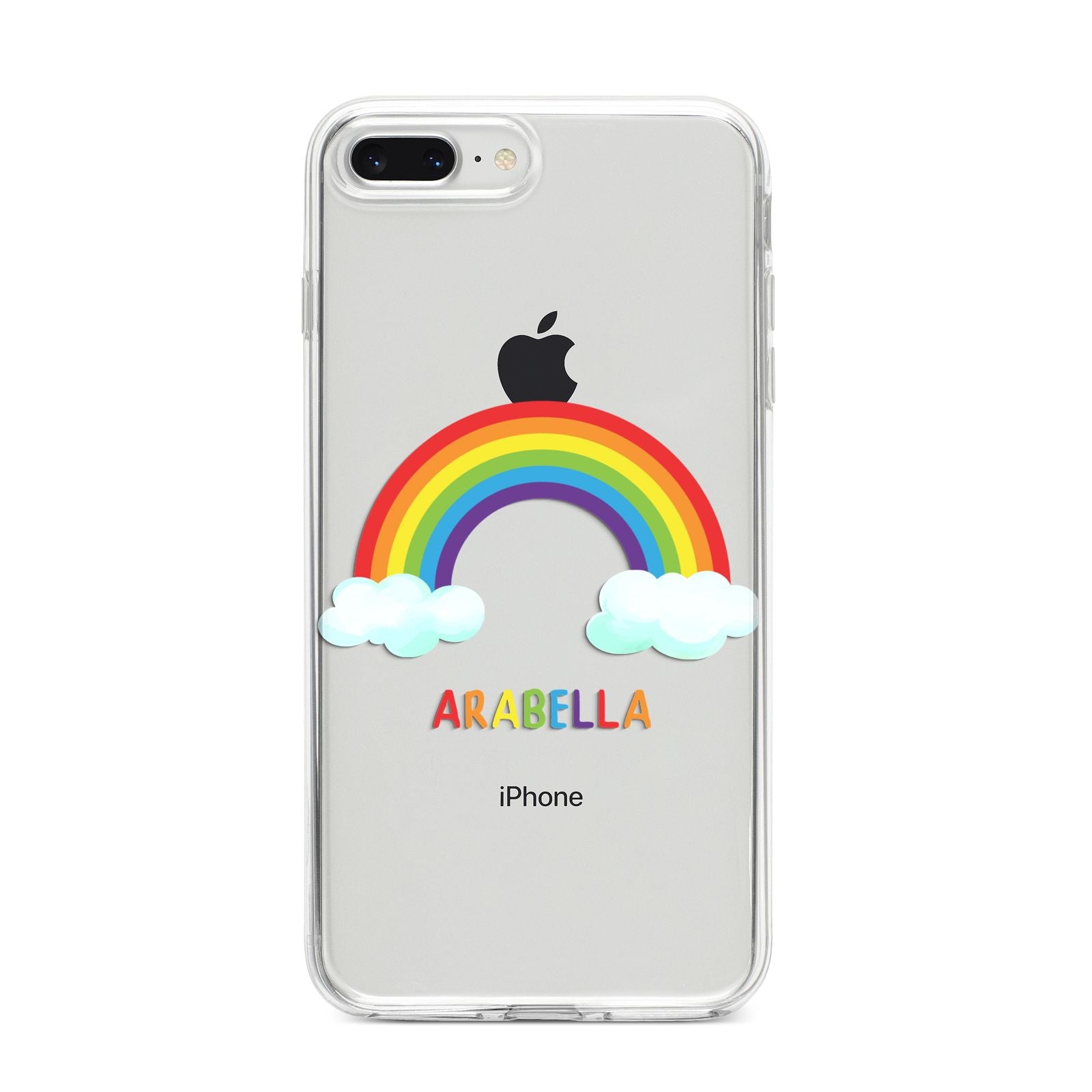 Personalised Rainbow Name iPhone 8 Plus Bumper Case on Silver iPhone