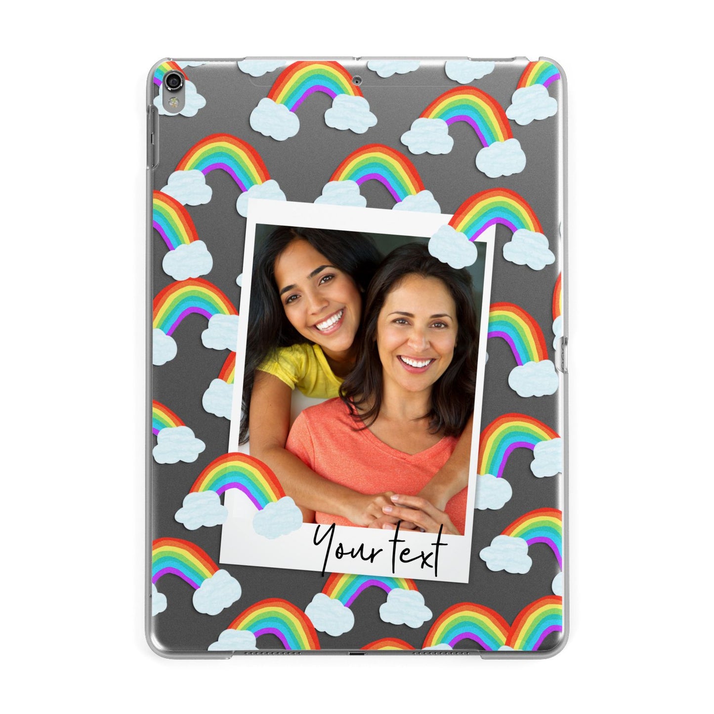Personalised Rainbow Photo Upload Apple iPad Grey Case