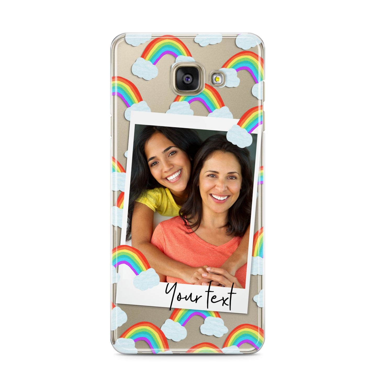 Personalised Rainbow Photo Upload Samsung Galaxy A3 2016 Case on gold phone