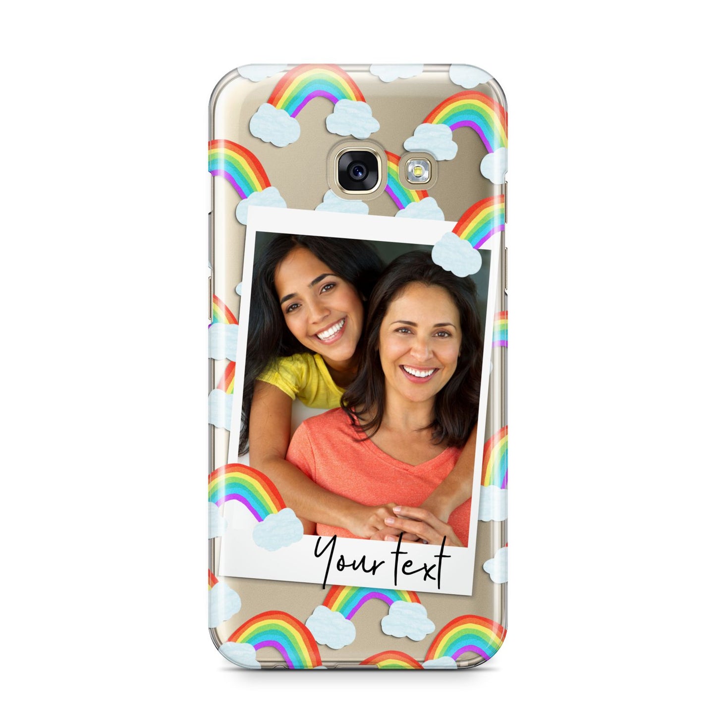 Personalised Rainbow Photo Upload Samsung Galaxy A3 2017 Case on gold phone