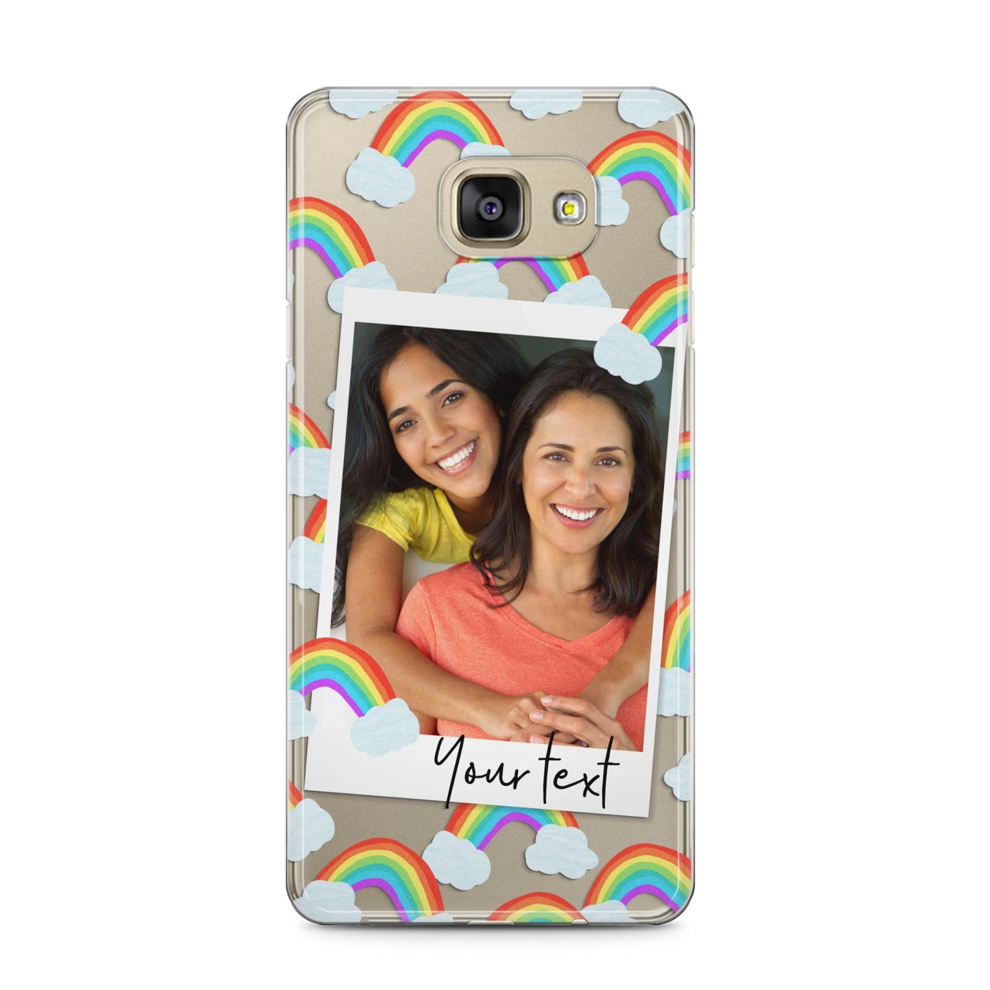 Personalised Rainbow Photo Upload Samsung Galaxy A5 2016 Case on gold phone