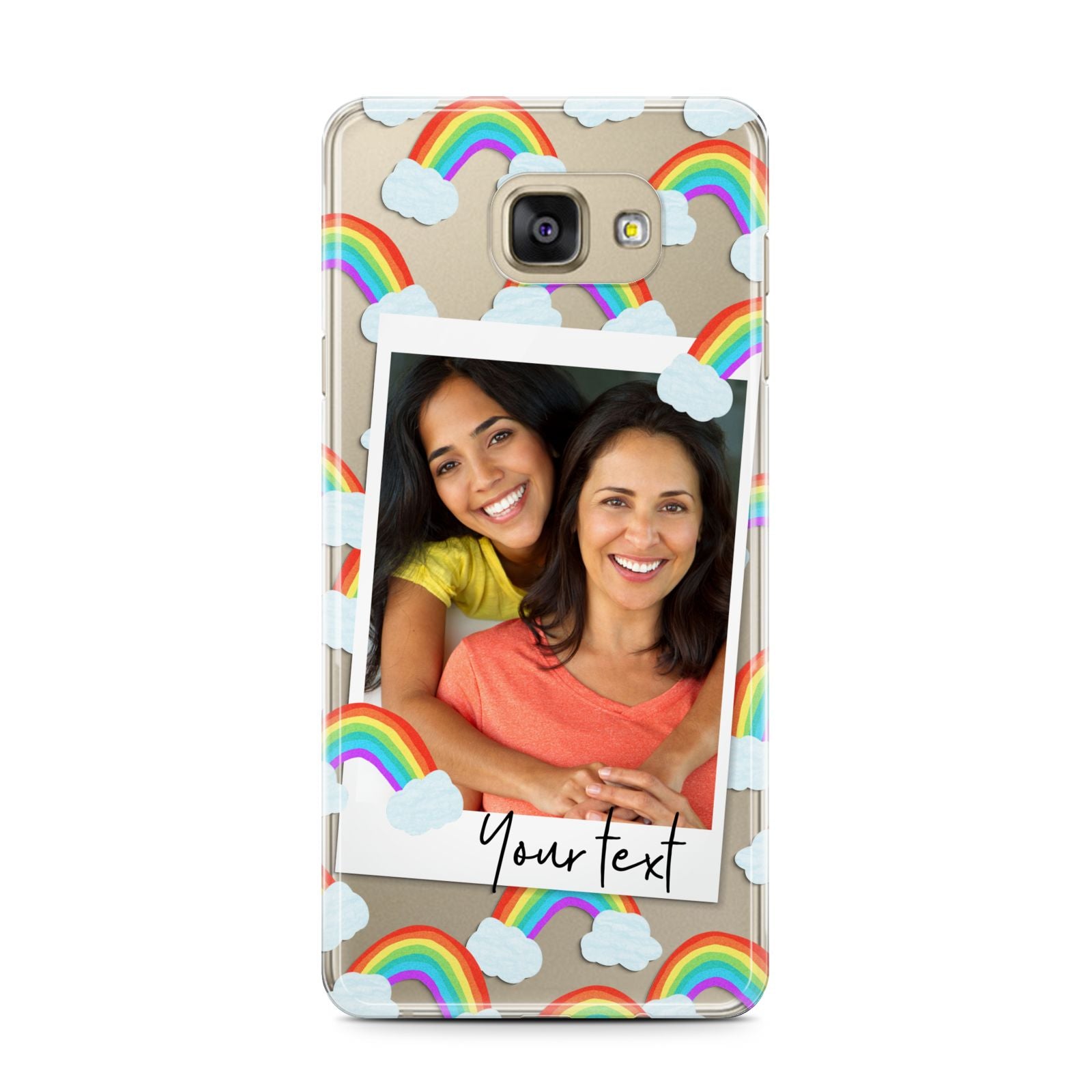 Personalised Rainbow Photo Upload Samsung Galaxy A7 2016 Case on gold phone