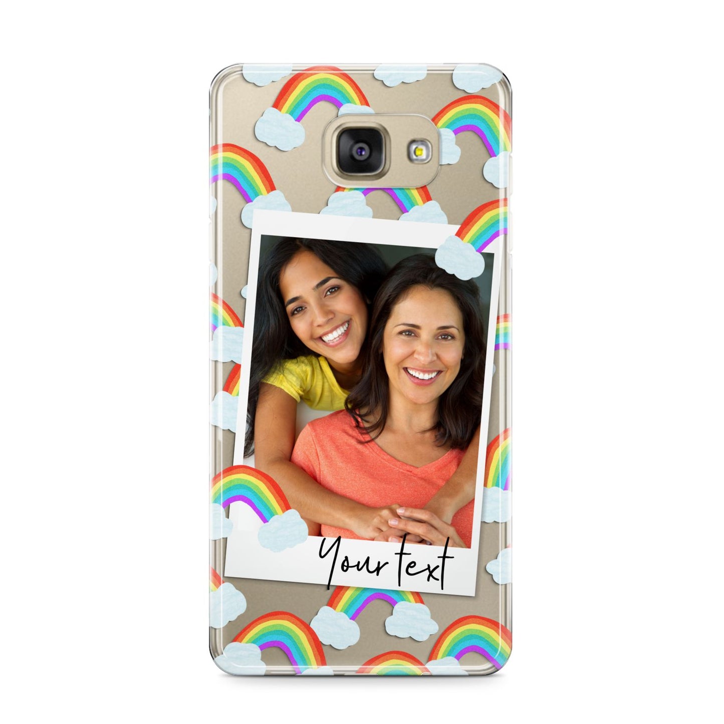 Personalised Rainbow Photo Upload Samsung Galaxy A9 2016 Case on gold phone
